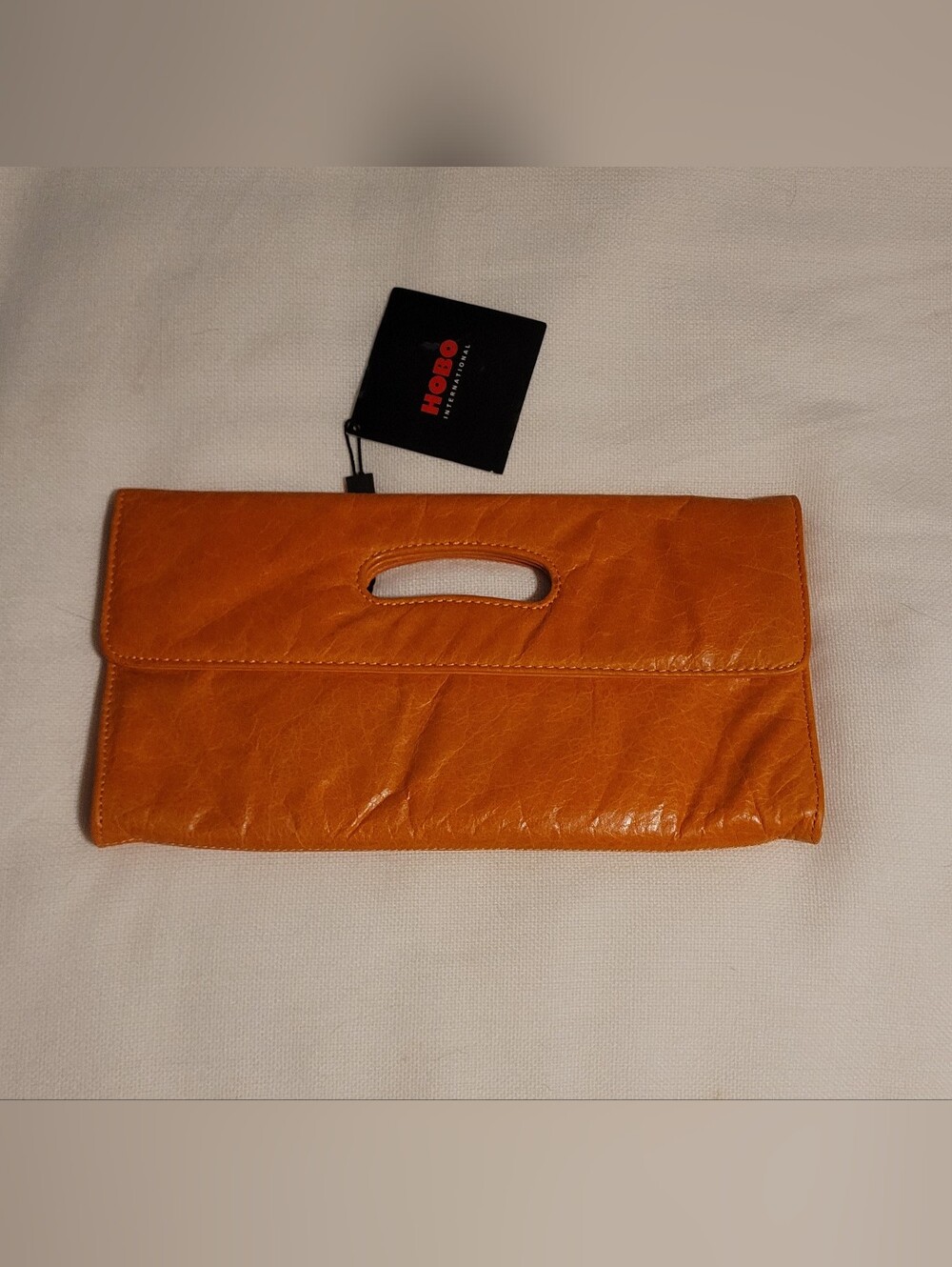 NWT Vintage Hobo International Katrina Leather Clutch Ginger OS